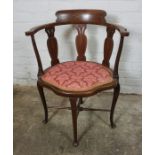Edwardian Mahogany Inlaid Chair, Having a Serpentine shaped front, 79cm high