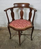 Edwardian Mahogany Inlaid Chair, Having a Serpentine shaped front, 79cm high