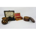 Tartanware String Box, 5cm high, 10cm wide, With a Mauchline Ware Burns Monument themed Box,