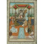 Mughal School, circa 19th century "Figures in a Palace scene" Watercolour on Ivory, 13cm x 9cm,