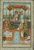 Mughal School, circa 19th century "Figures in a Palace scene" Watercolour on Ivory, 13cm x 9cm,