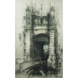 Hedley Fitton (1859-1929) "Gateway, Hever Castle Kent" Original Proof Etching, Signed in pencil,