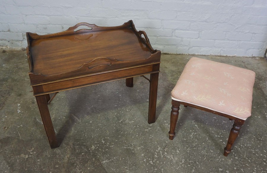 Mahogany Tray Top Occasional Table, 53cm high, 66cm wide, 46cm deep, With a Mahogany Footstool (2)