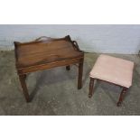 Mahogany Tray Top Occasional Table, 53cm high, 66cm wide, 46cm deep, With a Mahogany Footstool (2)