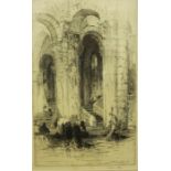 Hedley Fitton (1859-1929) "Cloisters" Original Etching, Signed in pencil, 34.5cm x 21cm, Label to