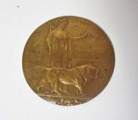 WWI Bronze Death Plaque, For Albert James Garner, 12cm diameter