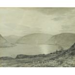 Tom Scott (Scottish 1854-1927) "St Marys Loch" Grisaille, Signed, 24cm x 30.5cm, Artist label to
