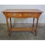 Oak Side Table, circa early 20th Century, Having two small drawers above an undertier, 76cm high,
