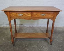 Oak Side Table, circa early 20th Century, Having two small drawers above an undertier, 76cm high,