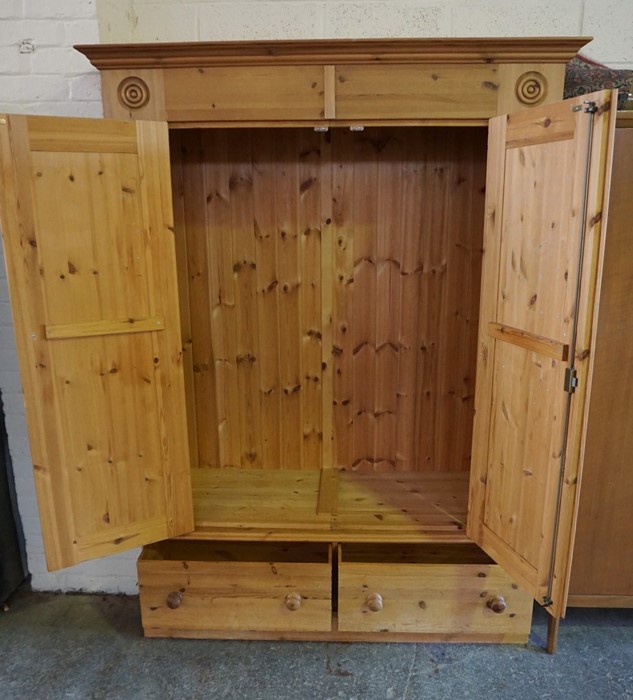 Modern Pine Wardrobe, Having two Doors above two Drawers, 200cm high, 147cm wide, 56cm deep - Image 4 of 5