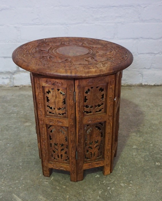 Indian style Hardwood Folding Table, 40cm high, 38.5cm wide - Image 2 of 4