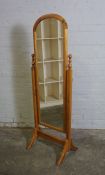 Modern Pine Cheval Mirror, 130cm high