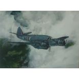 David D Clayton "Beaufighter X Over East Lothian" Print, 31cm x 43cm