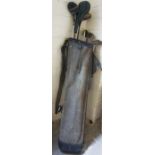 Bag of Hickory and Metal Shafted Golf Clubs
