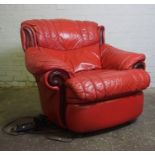Red Leather Electric Reclining Armchair, 92cm highCondition reportNot tested, sold as seen