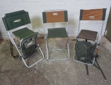 Three Folding Fishermans Chairs by Shakespeare and Airflo, Largest 81cm high, (3)