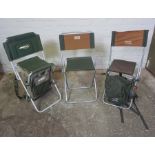 Three Folding Fishermans Chairs by Shakespeare and Airflo, Largest 81cm high, (3)