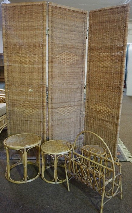 Assorted Modern Wicker Furniture, To include a Screen and a Magazine Rack, Screen 163cm high, - Image 6 of 6