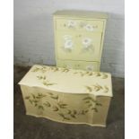 Childs Painted Utility Chest, 101cm high, 61cm wide, 32cm deep, With a similar Ottoman, (2)