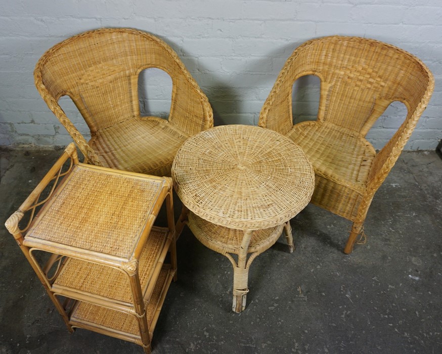 Assorted Modern Wicker Furniture, To include a Screen and a Magazine Rack, Screen 163cm high, - Image 3 of 6