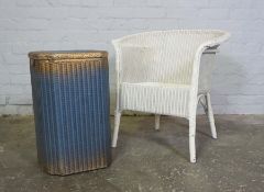 Lloyd Loom Blue Wicker Laundry Basket by W. Lusty & Sons, 55cm high, 33cm wide, With a similar