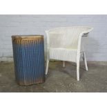 Lloyd Loom Blue Wicker Laundry Basket by W. Lusty & Sons, 55cm high, 33cm wide, With a similar