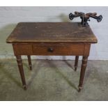 Victorian Pine Work Table, Having a later fixed Stanley vice to the top, 76cm high, 86cm wide,
