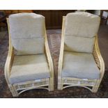 Pair of Bamboo style Conservatory Armchairs, 99cm high, (2)