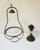 Duplex Oil Lamp, circa early 20th century, 27cm high, With a Hanging frame, (2)