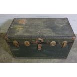 Vintage Travel Trunk, 48cm high, 92cm wide, 52cm deep, With a Pine Box, (2)