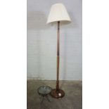 Mahogany Floor Lamp with Shade, 166cm high, With a small Table, (2)Condition reportFloor lamp not