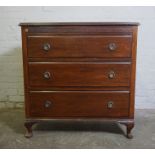 Mahogany Chest of Drawers, 93cm high, 93cm wide, 48cm deep