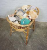 Assorted Soft Toys and Teddy Bears, In a Basket (lot)