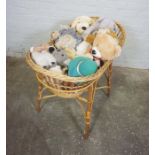 Assorted Soft Toys and Teddy Bears, In a Basket (lot)