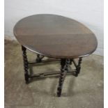 Oak Drop Leaf Table, 74cm high, 123cm long, 92cm wide