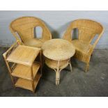 Assorted Modern Wicker Furniture, To include a Screen and a Magazine Rack, Screen 163cm high,