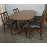 Reproduction Dining Table with Four Chairs, Dining Table 30cm high, 60cm long, 35cm wide, (5)