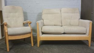 Three Piece Upholstered Lounge Suite, Comprising of two Two Seater Sofas and an Armchair, Sofa