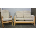 Three Piece Upholstered Lounge Suite, Comprising of two Two Seater Sofas and an Armchair, Sofa