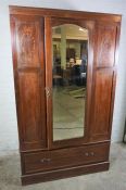 Maple & Co, Edwardian Mahogany Inlaid Wardrobe, Having a Mirrored Door above a Drawer, 199cm high,