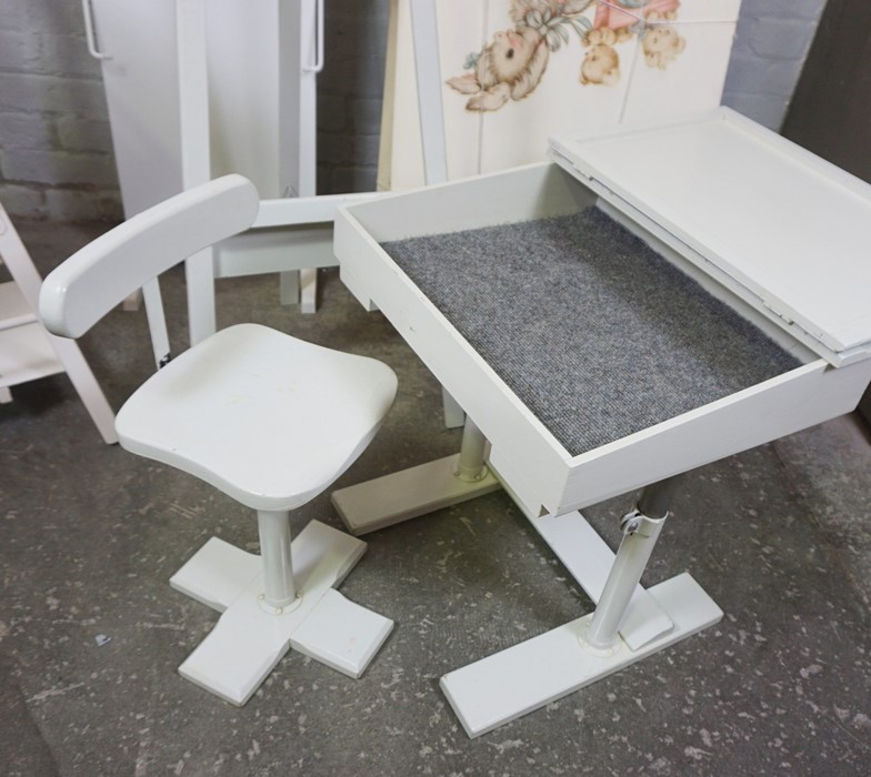 Mixed Lot of Painted White Furniture, To include a Childs Desk and Chair, Easel, Folding Cot, - Image 3 of 3