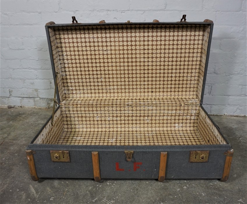 Canvas and Wood Bound Travel Trunk, 32cm x 89cm - Image 3 of 3