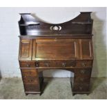 Arts & Crafts Oak Bureau / Desk, The Britisher Desk, Having an adapted pediment above a fall