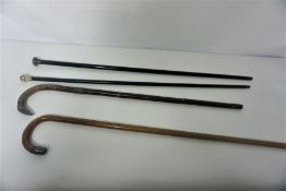 Four Silver Mounted Walking Sticks (circa early 20th century) (4)