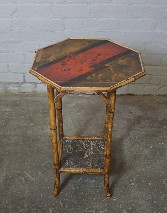 Japanese Bamboo Occasional Table (circa late 19th century) Having an Octagonal top above under tier, - Image 2 of 3