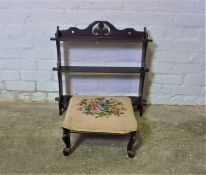 Mahogany Footstool (circa 19th century) Having a Tapestry seat, 19cm high, 38cm wide, With a set