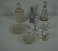 Quantity of Glass and Crystal Wares (circa 19th century and later) To include Decanters, Ice Plates,