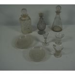 Quantity of Glass and Crystal Wares (circa 19th century and later) To include Decanters, Ice Plates,