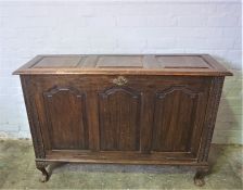 Converted Oak Cupboard, Having a fall front enclosing a shelved interior, Raised on Ball and Claw