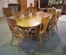 Continental Oak Dining Table with Eight Matching Chairs (20th century) The Chairs having two